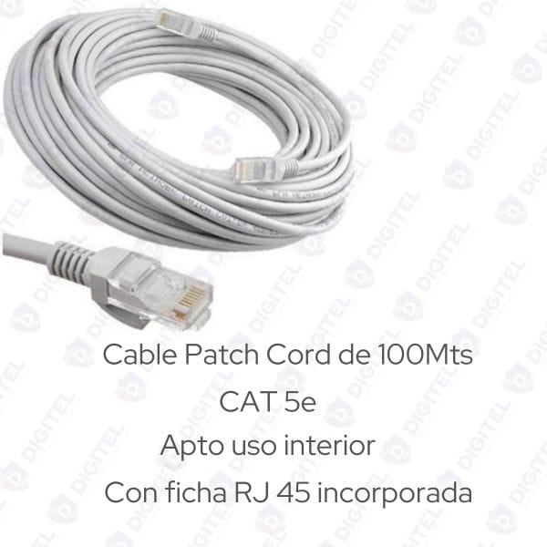 Cable Patchcord 100 Mts Interior Rj45 Utp Internet Cat 5e