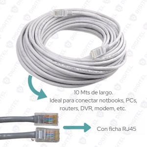 Cable Patchcord 10 Mts Rj45 Utp Pcs Routers Tv Red 5e